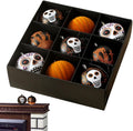 Haunt & Co Halloween Ornaments for Tree - 9 Pieces Spooky Gothic Hanging Pendant Balls, Shatterproof ABS Indoor Halloween Decorations for Hoe & Office Decorm