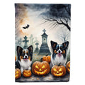 Haunt & Co Halloween Papillon Dog House Flag 28x40IN Double-Sided Polyester Decorative Sleeve Pole Flag