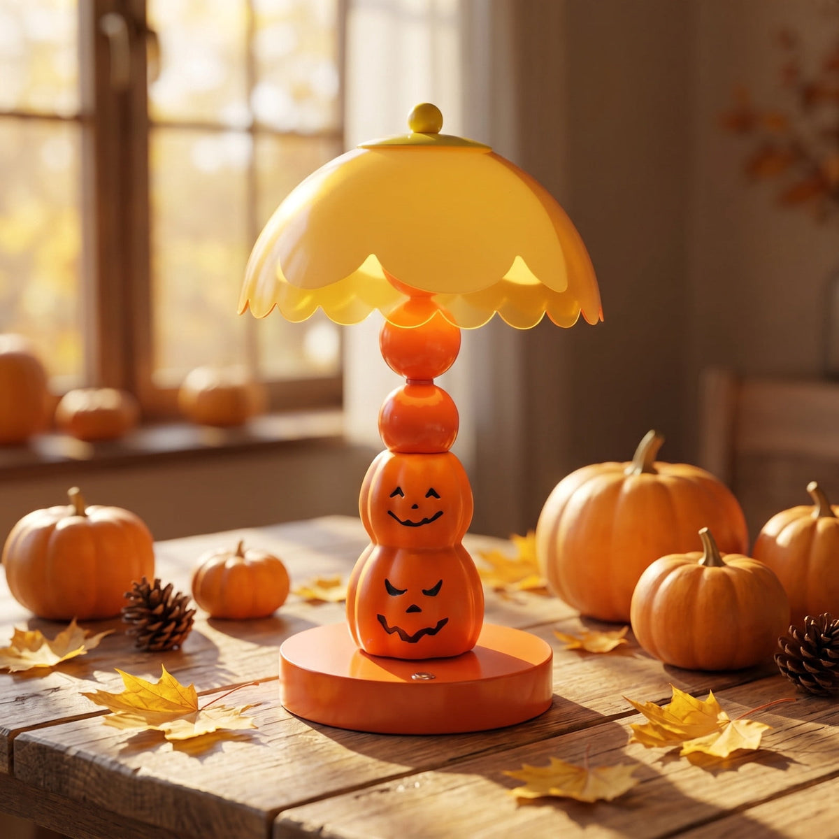 Haunt & Co Halloween Pumpkin Table Lamp, 3 Level Dimming Night Light, Touch Switch Bedside Decor for Festive Ambiance