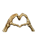 Haunt & Co Halloween Resin Abstract Skeleton Statue Love Ornaments Heart Shape Finger Gesture Figurines Halloween Home Desktop Decoration for Shelf Display Coffee Table Centerpiece Wedding Decor