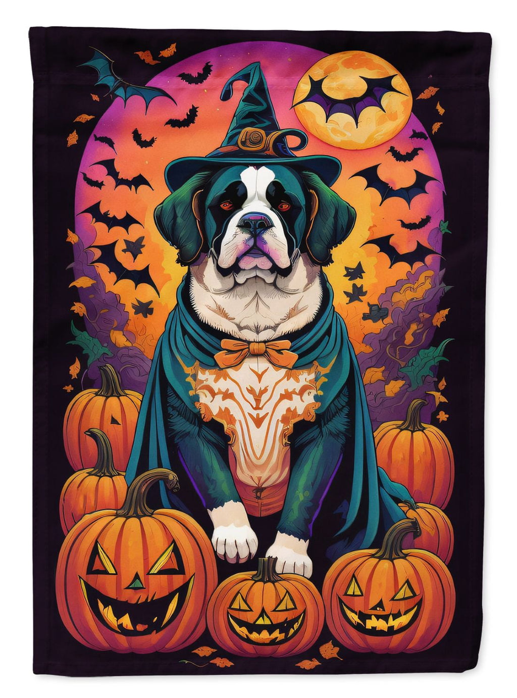 Haunt & Co Halloween Pug Dog House Flag 28x40IN Double-Sided Polyester Decorative Sleeve Pole Flag