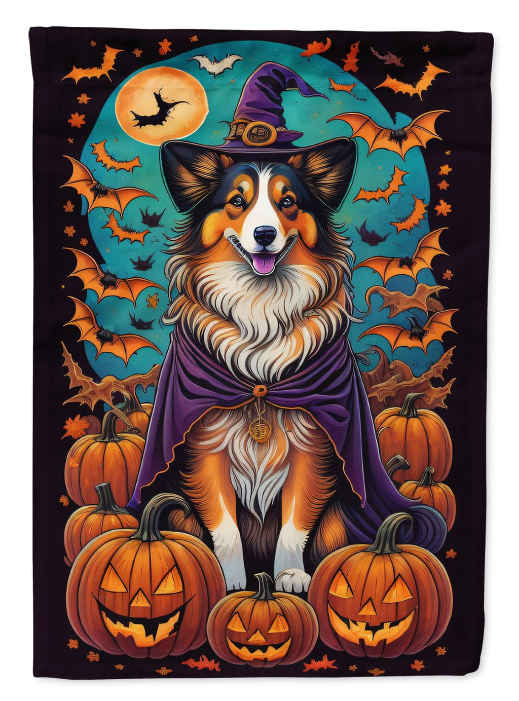 Haunt & Co Halloween Rottweiler Dog House Flag 28x40IN Double-Sided Polyester Decorative Sleeve Pole Flag