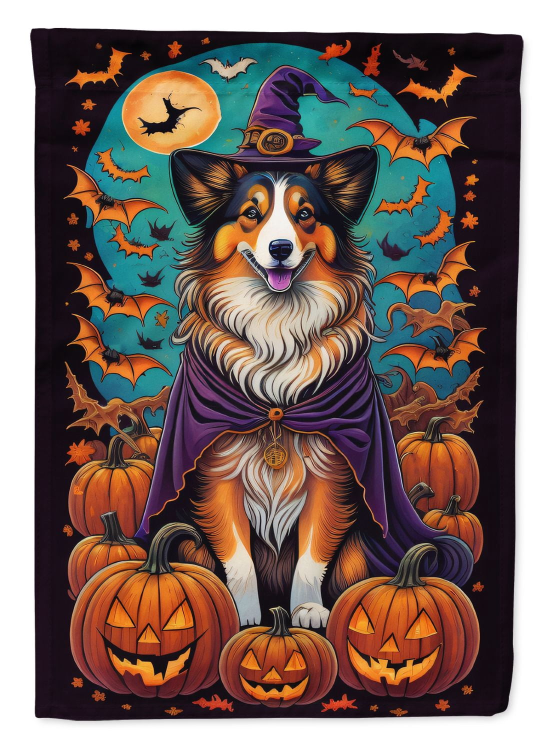 Haunt & Co Halloween Rottweiler Dog House Flag 28x40IN Double-Sided Polyester Decorative Sleeve Pole Flag