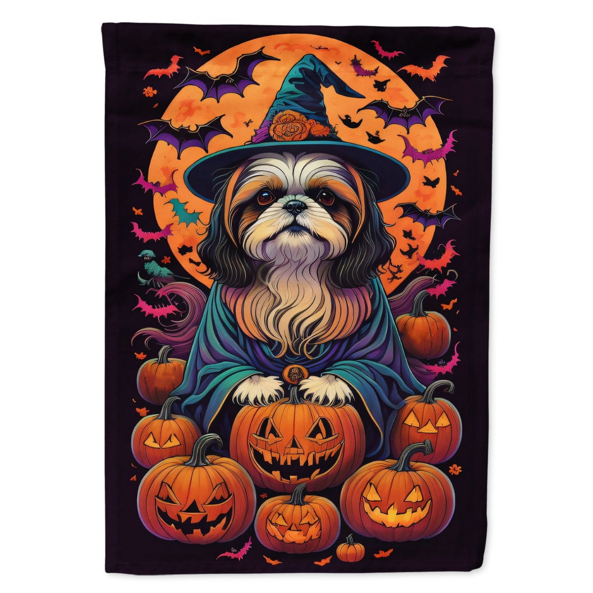 Haunt & Co Halloween Papillon Dog House Flag 28x40IN Double-Sided Polyester Decorative Sleeve Pole Flag