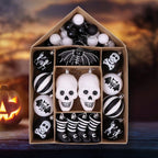 Haunt & Co Halloween Skeleton Black and White Ornament Set