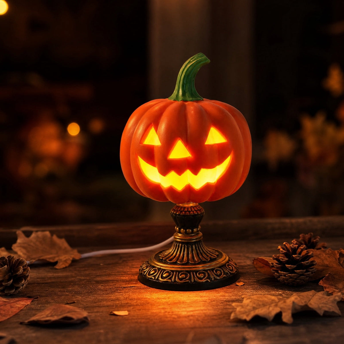 Haunt & Co Halloween Pumpkin Table Lamp, 3 Level Dimming Night Light, Touch Switch Bedside Decor for Festive Ambiance
