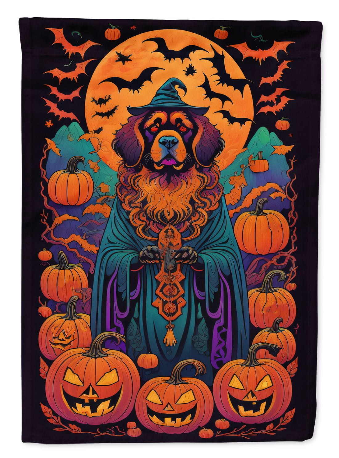 Haunt & Co Halloween Rottweiler Dog House Flag 28x40IN Double-Sided Polyester Decorative Sleeve Pole Flag
