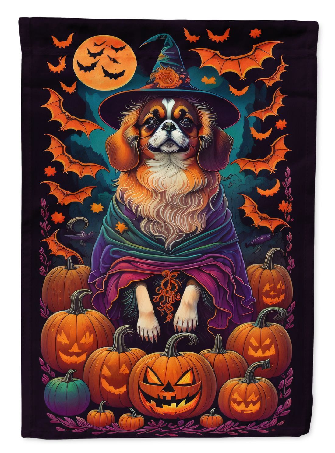 Haunt & Co Halloween Keeshond Dog House Flag 28x40IN Double-Sided Polyester Decorative Sleeve Pole Flag