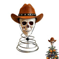 Haunt & Co Halloween Tree Topper, Skeleton Xmas Tree Topper, Halloween Skeleton Trees Decoration, Plastic Skull Ornament with Metal Spring Base, Spooky Holiday Home Party Decor