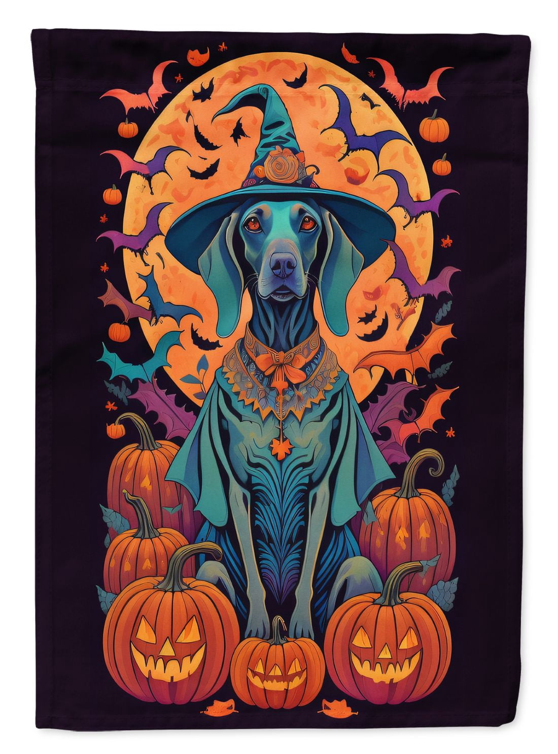 Haunt & Co Halloween Rottweiler Dog House Flag 28x40IN Double-Sided Polyester Decorative Sleeve Pole Flag