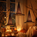 Haunt & Co Halloween Witch Hat Light Hanging Decoration, LED Glowing Party Ornament Battery Operated Easy Hanging Spooky Reusable for Front Door Window Fireplace Porch Hauntedy Houses Halloween Party Decor