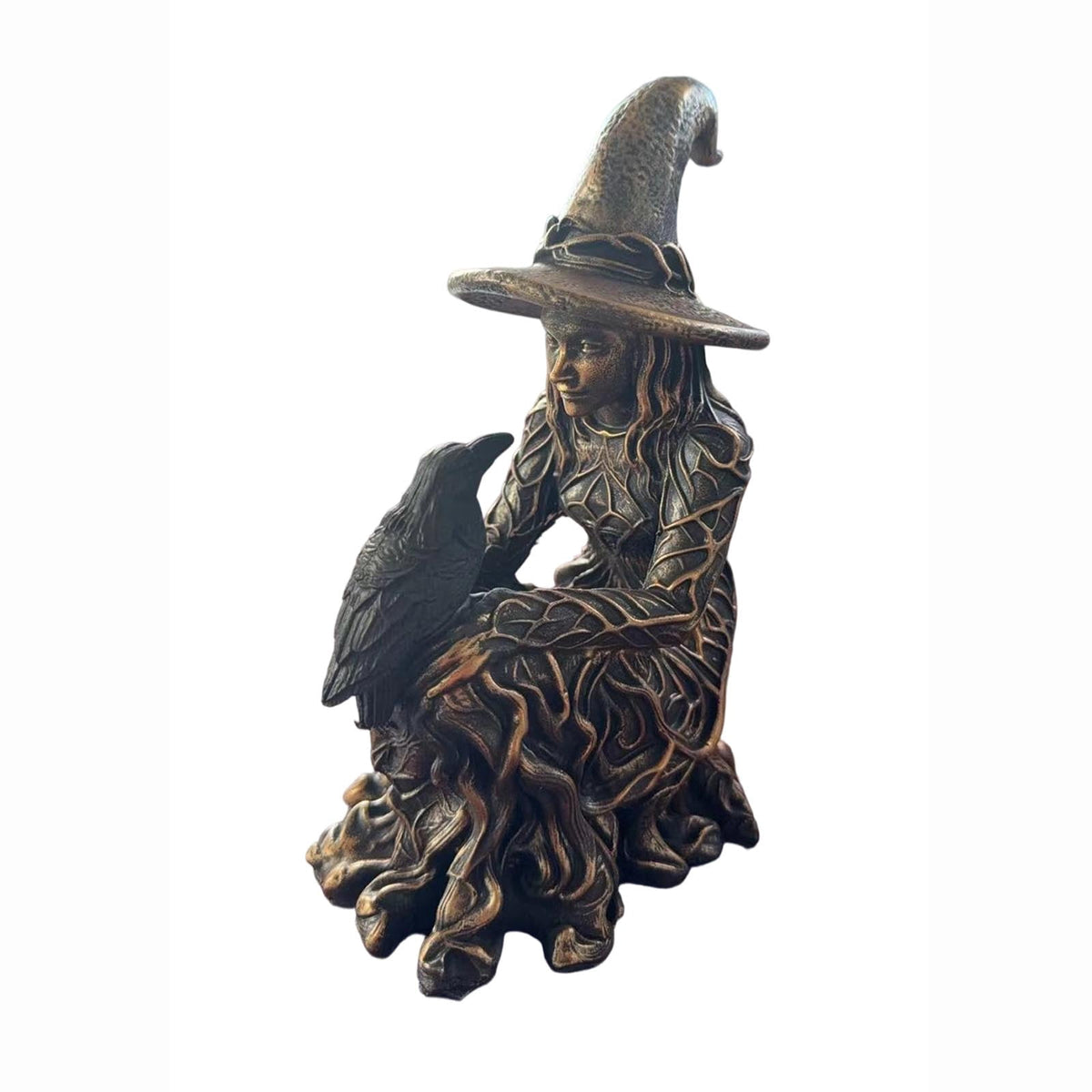 Haunt & Co Halloween Witch Statue, 7.87" Gothic Halloween Resin Figurine Retro Magician Decor Dark Fantasy Ornament Halloween Festival Collectible