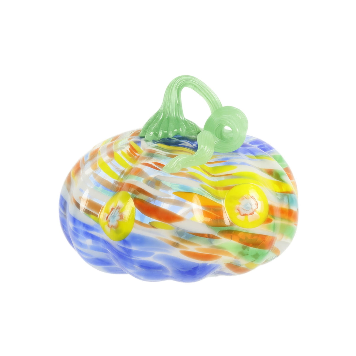 Haunt & Co Hand Blown Glass Pumpkin Figurines Halloween Decorations - Colorful Halloween Pumpkin Ornaments with Unique Swirl Patterns, Festive Tabletop & Tree Hanging Decoration