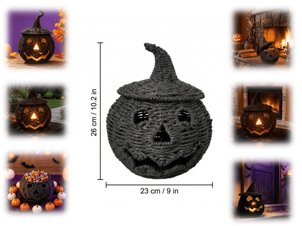 Haunt & Co White Ghost with Witch Hat, Ghost Ornaments Holiday Home Decor Halloween Tabletop Cute Ghost Figurines for Party Mantel Shelf Display Festive Celebrations
