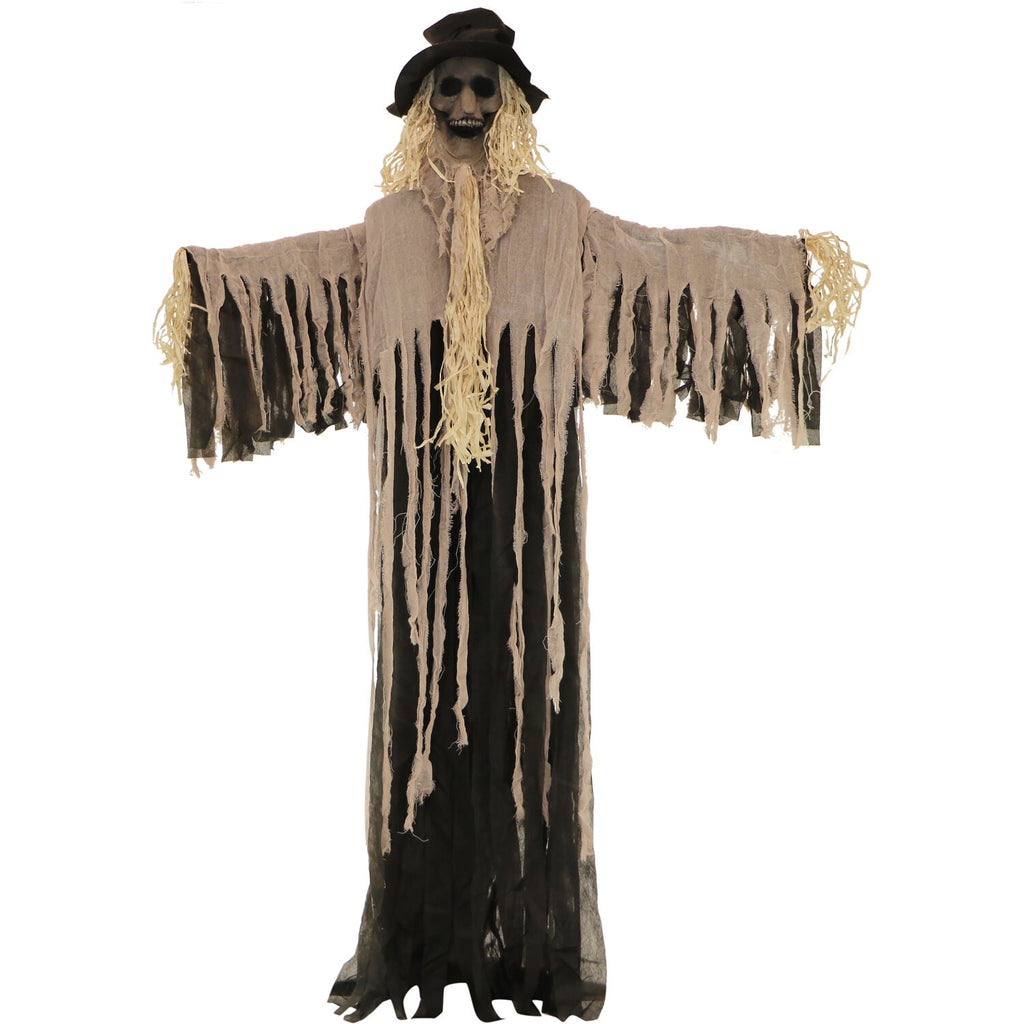Haunt & Co 6 ft Standing Halloween Scarecrow Yard Decoration with LED Green Eyes