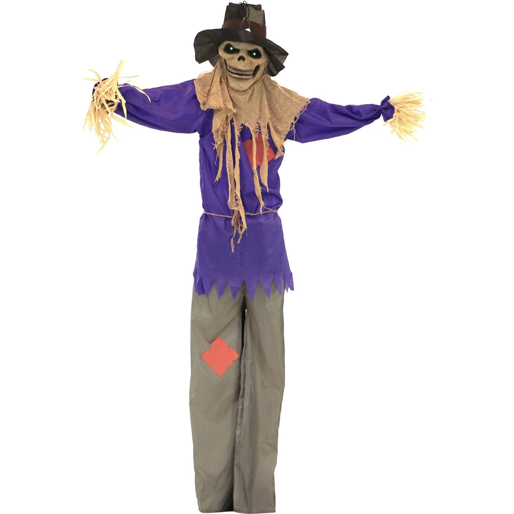 Haunt & Co 6 ft Standing Halloween Scarecrow Yard Decoration with LED Green Eyes