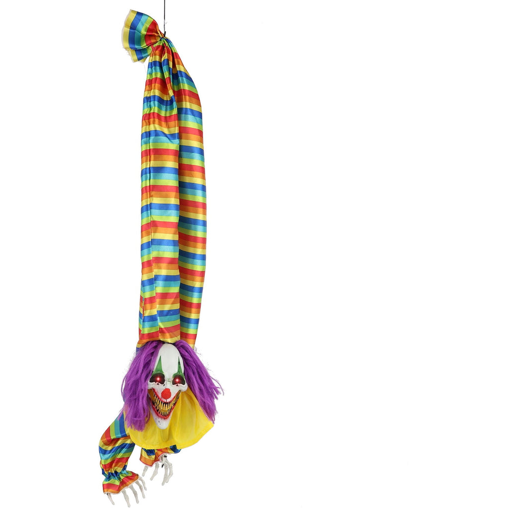 Haunt & Co 47 in Animatronic Hanging Upside Down Clown with Lights and Sound