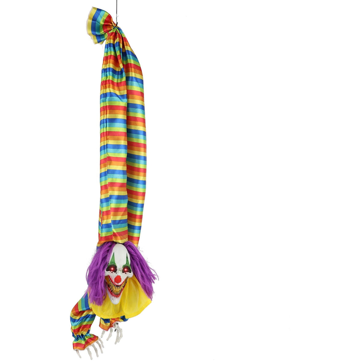 Haunt & Co 47 in Animatronic Hanging Upside Down Clown with Lights and Sound