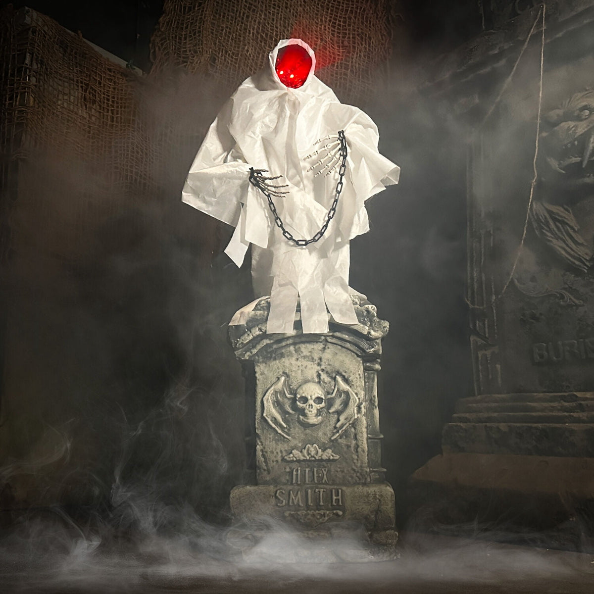 Haunt & Co 4.3 ft Touch-Activated Animated Spectre on Tomb Halloween Accessory