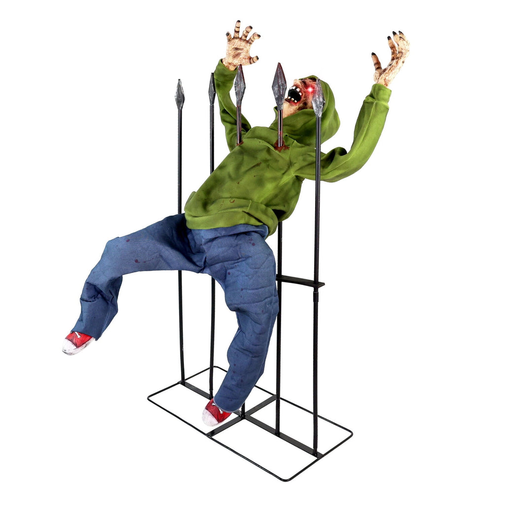 Haunt & Co 4.4 ft Voice-Sensor Impaled Zombie Halloween Animatronic