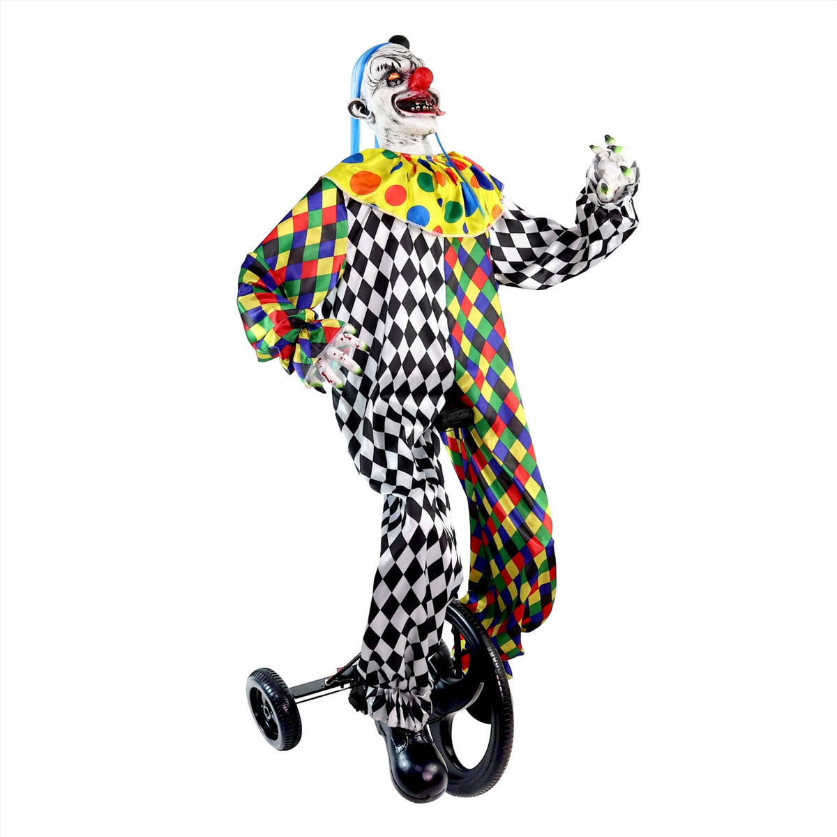 Haunt & Co 5.9 ft Voice & Sound-Sensor Clown on Tricycle Halloween Animatronic