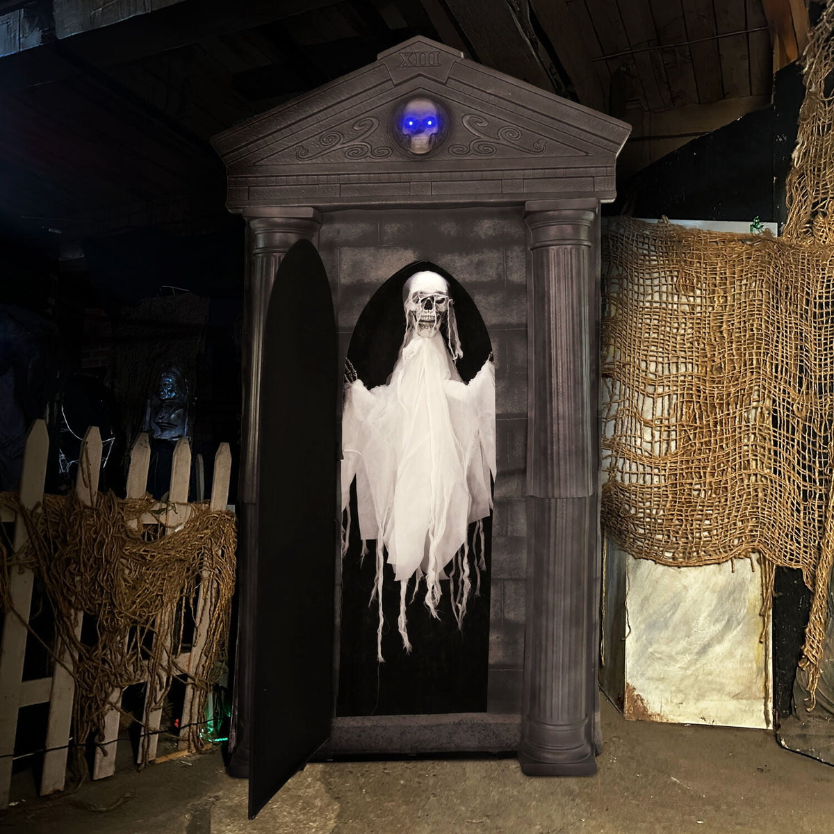Haunt & Co 6.7 ft. Motion-Triggered Mausoleum Halloween Animatronic by Tekky