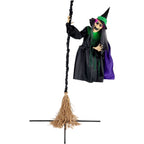 Haunt & Co 6 ft Touch-Activated Mounted Flying Witch Halloween Animatronic