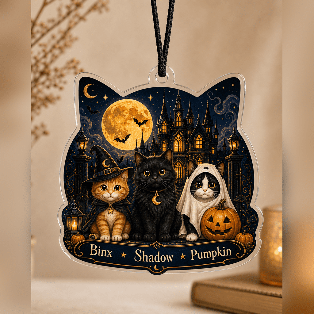 Haunt & Co Haunted House Cats Acrylic Halloween Hanging Ornament