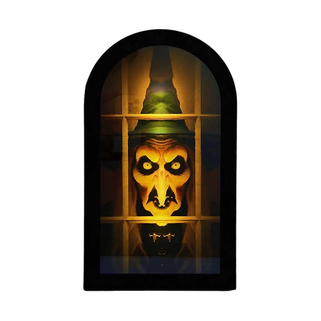 Haunt & Co Holographic Halloween Witch Mirror Decorative Metal Ornament for Holiday Ambience and Unique Festival Display