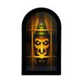 Haunt & Co Holographic Halloween Witch Mirror Decorative Metal Ornament for Holiday Ambience and Unique Festival Display