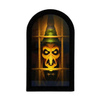 Haunt & Co Holographic Halloween Witch Mirror Decorative Metal Ornament for Holiday Ambience and Unique Festival Display