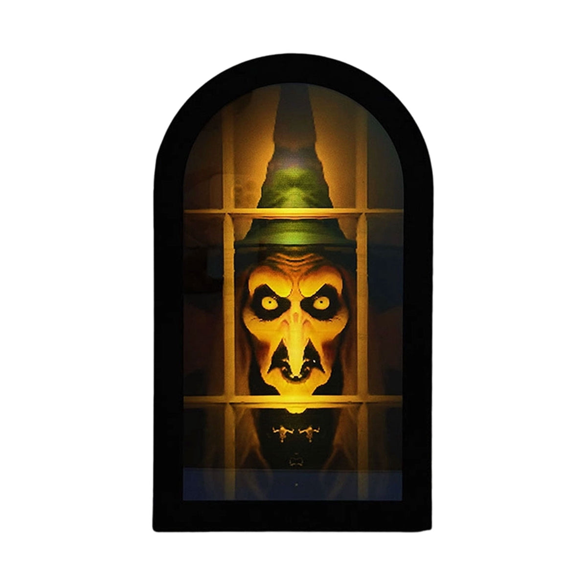 Haunt & Co Holographic Halloween Witch Mirror Decorative Metal Ornament for Holiday Ambience and Unique Festival Display
