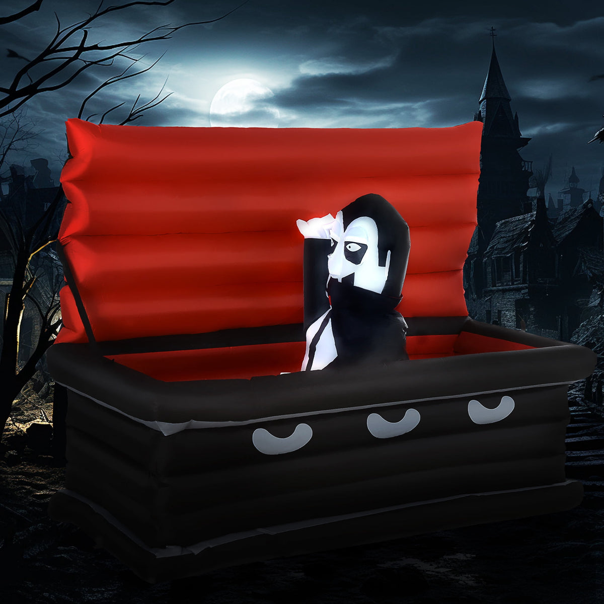 Haunt & Co HOMCOM 8ft Inflatable Halloween Mirror Face Ghost, Outdoor LED Display