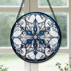 Haunt & Co Home Decor Christmas Gift - Christmas Snowflake Halloween Stained Glass Hanging Ornament - Merry & Bright Xmas Tree Decor, Holiday Gift for Family & Friends