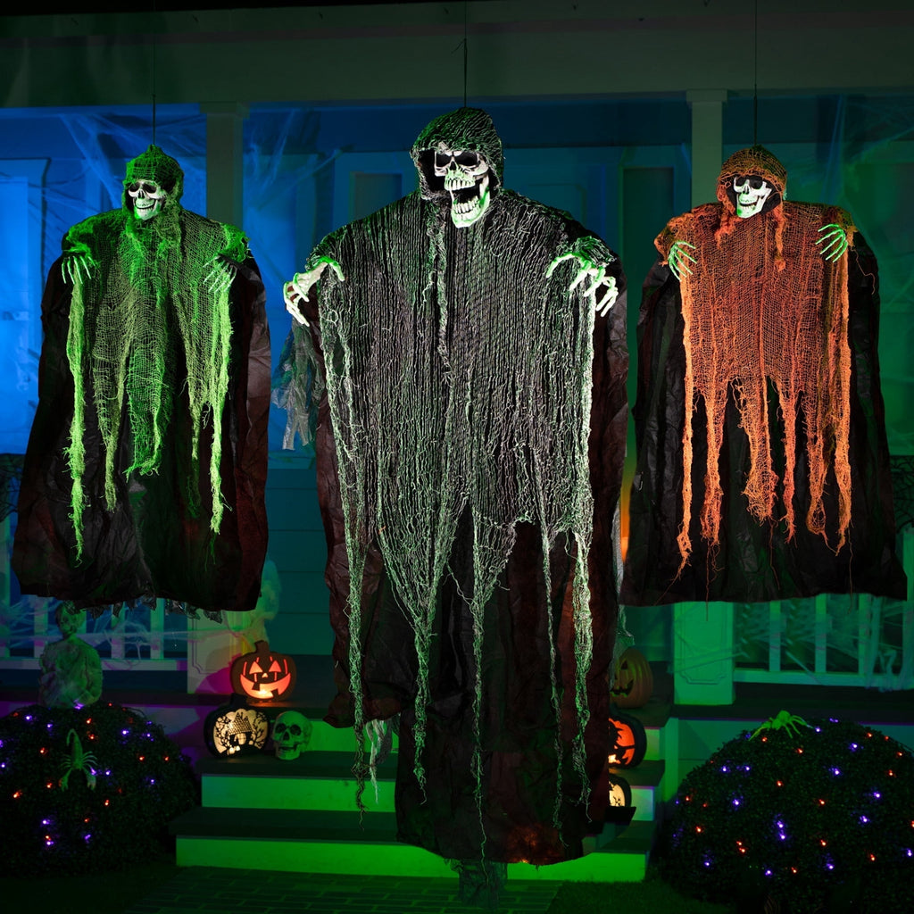 Haunt & Co 3 Pack Halloween Hanging Ghosts,Scary Skeleton Ghosts Grim Reapers Decorations for Halloween Indoor Outdoor Yard Home Decorations