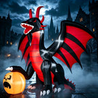 Haunt & Co 8 ft Halloween Inflatable Fire Dragon with Pumpkin,Animated Moving Mouth & Internal LED Lights, Outdoor Lawn Garden Indoor Porch Patio Spooky