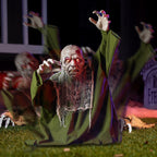 Haunt & Co Halloween Groundbreaker Animated Zombie with Crawling Creepy Animatronic Decorations with Movable Arms,Outdoor Scary