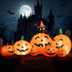 Haunt & Co 7 ft Halloween Inflatable Long Pumpkin with Witch's Cat Decorations Inflatables with Build-in LEDs, Outdoor Blow Up Yard Decorations