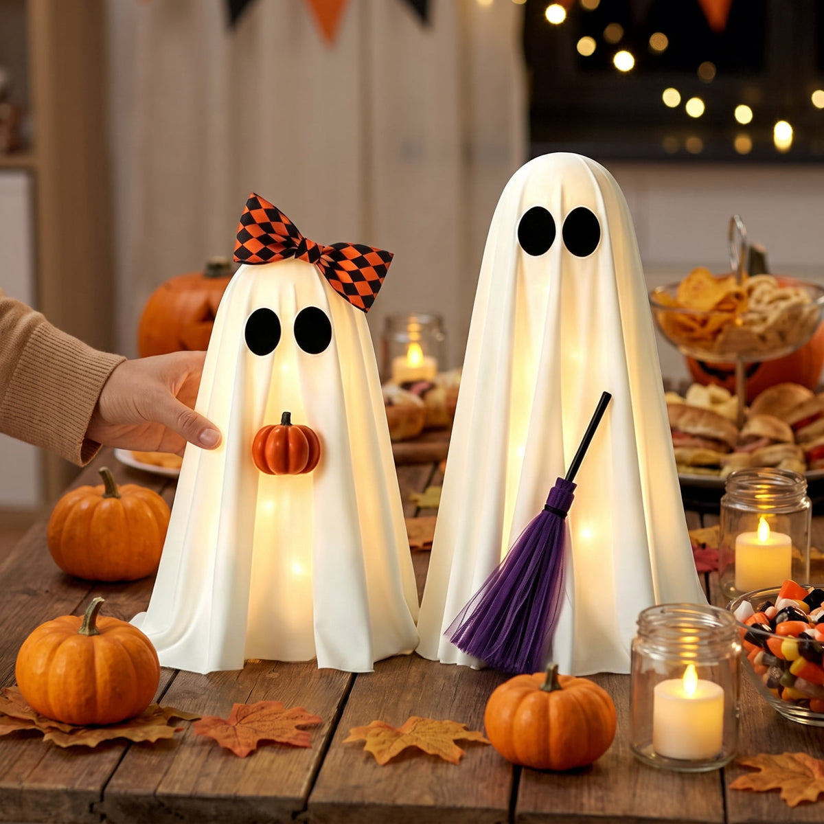 Haunt & Co KEVCHE Halloween Glowing Ghost Decoration ,Versatile Indoor Outdoor Ornament for House Party Supplies Display,Spooky Halloween Glowing Decoration for Seasonal Home Decor Gift