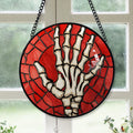 Haunt & Co Kids Christmas Gift - Halloween Skeletons Stained Glass Hanging Ornament - Merry & Bright Xmas Tree Decor, Holiday Gift for Family & Friends