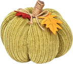 Haunt & Co Knitted Pumpkin Decor, Fall Harvest Crochet Pumpkins, Cute Knit Pumpkin Ornaments for Halloween Thanksgiving Home Decor, Fall Room Mantel Table Decoration (RL)