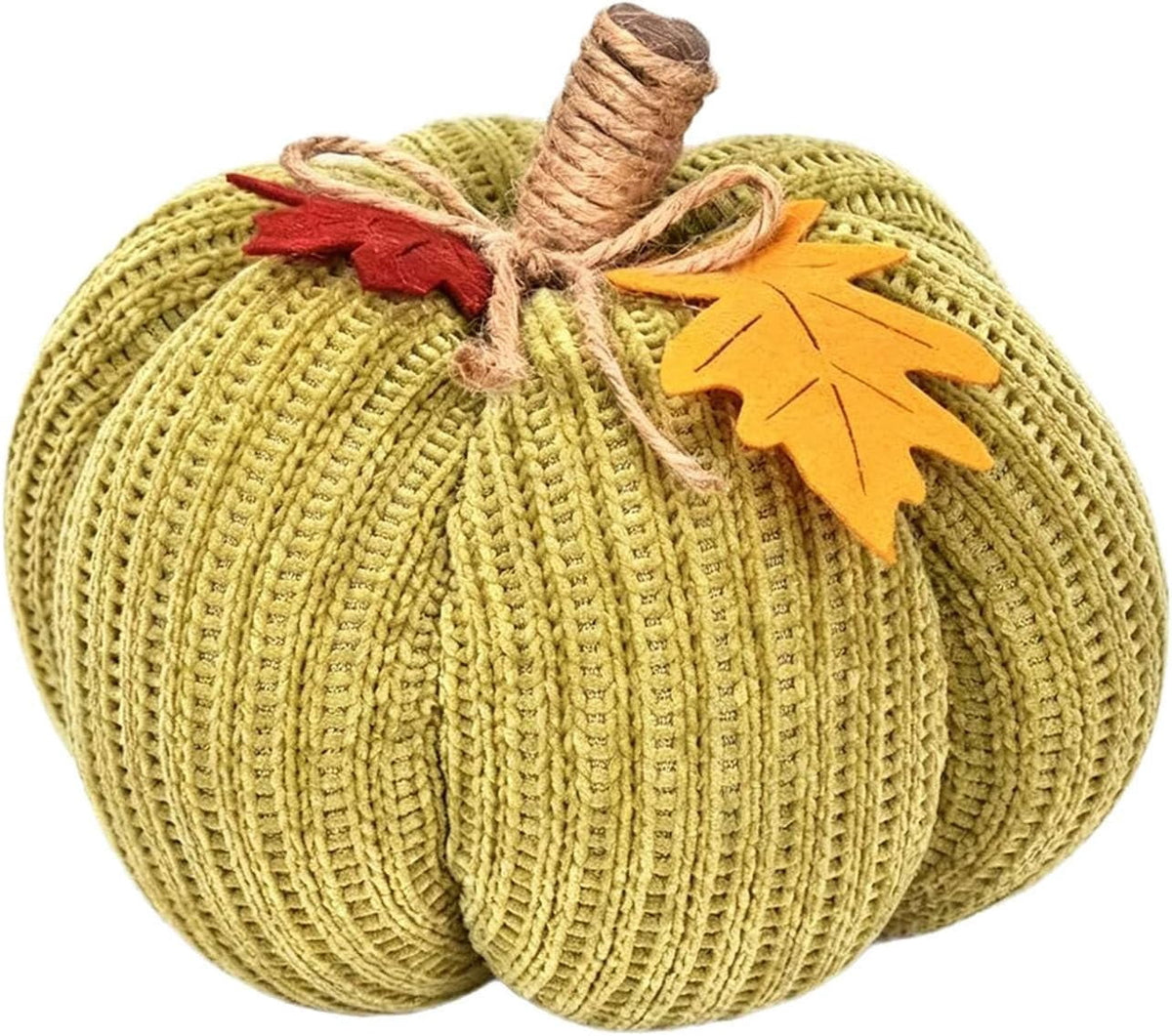 Haunt & Co Knitted Pumpkin Decor, Fall Harvest Crochet Pumpkins, Cute Knit Pumpkin Ornaments for Halloween Thanksgiving Home Decor, Fall Room Mantel Table Decoration (RL)