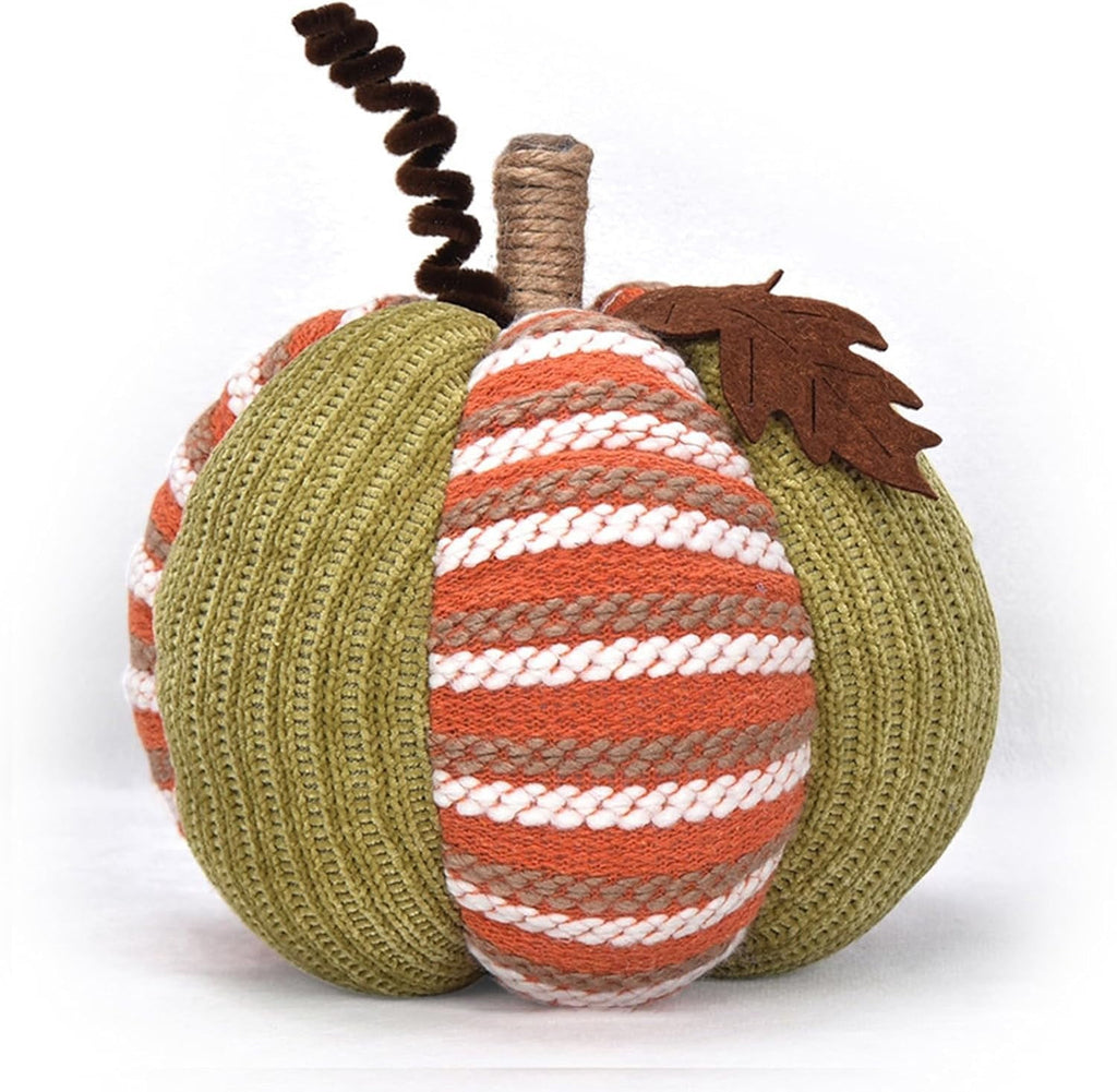 Haunt & Co Knitted Pumpkin Decor, Fall Harvest Crochet Pumpkins, Cute Knit Pumpkin Ornaments for Halloween Thanksgiving Home Decor, Fall Room Mantel Table Decoration (RL)