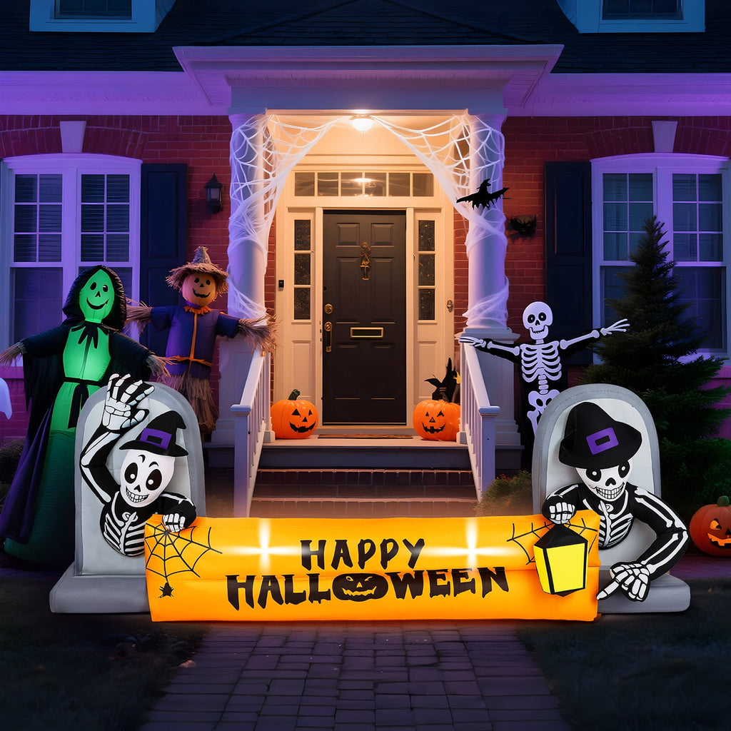 Haunt & Co 10' Halloween Inflatables Outdoor Halloween Tomb Decoration Banner Blow up Decor
