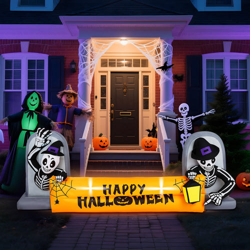 Haunt & Co 10' Halloween Inflatables Outdoor Halloween Tomb Decoration Banner Blow up Decor
