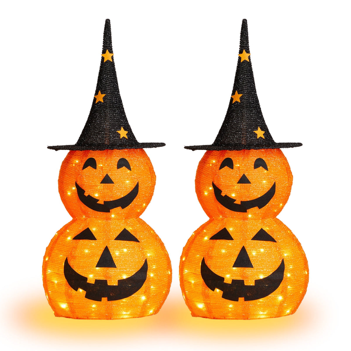 Haunt & Co 3FT Pumpkins Halloween Lighted Pumpkin Outdoor Decoration for Holiday Lawn Garden Party,2Pcs