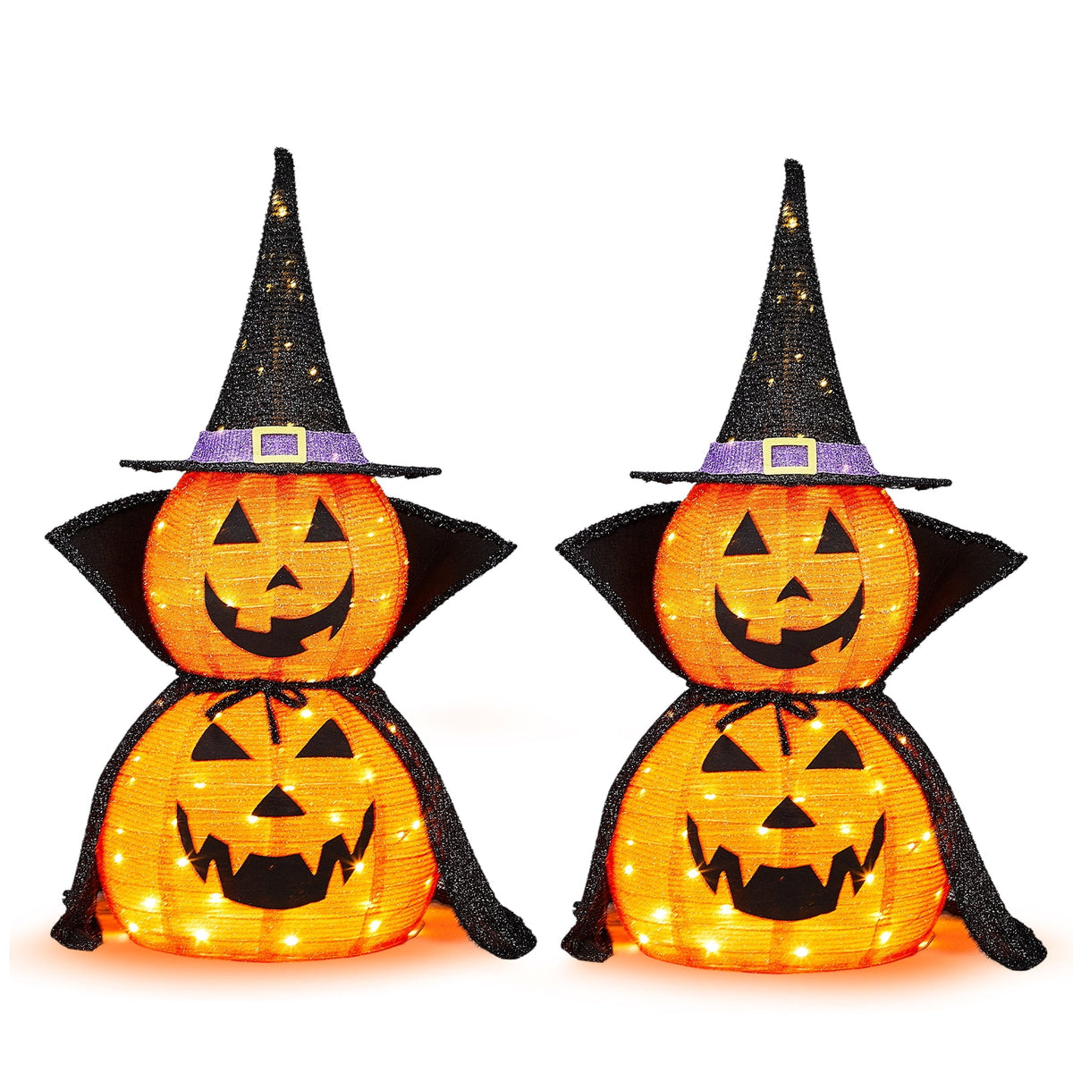 Haunt & Co 3FT Pumpkins Halloween Lighted Pumpkin Outdoor Decoration for Holiday Lawn Garden Party,2Pcs