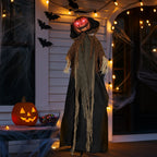 Haunt & Co 6ft Pumpkin Man Animated Animatronic Decoration Creepy Halloween w/ Classic Cape Creepy Cloaked Jack-o'-Lantern