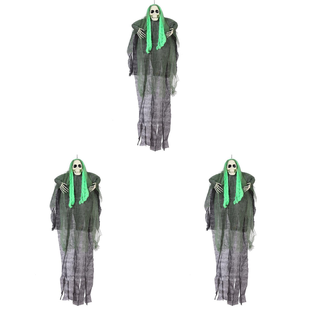 Haunt & Co Large Hanging Ghost Skeleton Halloween Decor, 3 Pack Cloth Ghost Yard Ornament for Outside Lawn Patio Garden, Spooky Haunted House Prop for Indoor Outdoor Party, 39.37x23.62 Inch