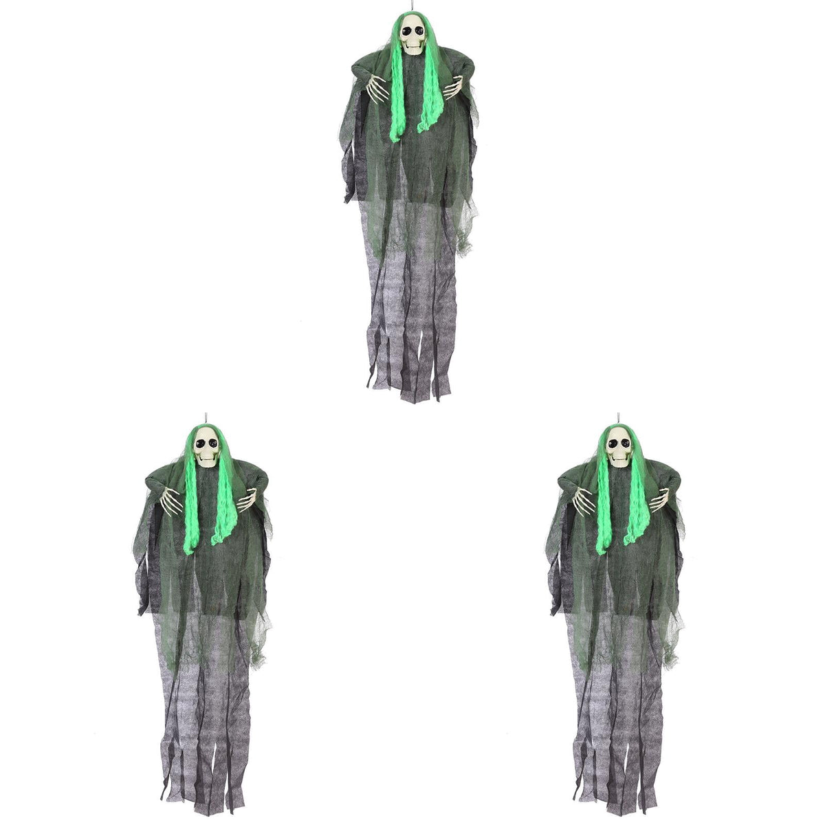Haunt & Co Large Hanging Ghost Skeleton Halloween Decor, 3 Pack Cloth Ghost Yard Ornament for Outside Lawn Patio Garden, Spooky Haunted House Prop for Indoor Outdoor Party, 39.37x23.62 Inch